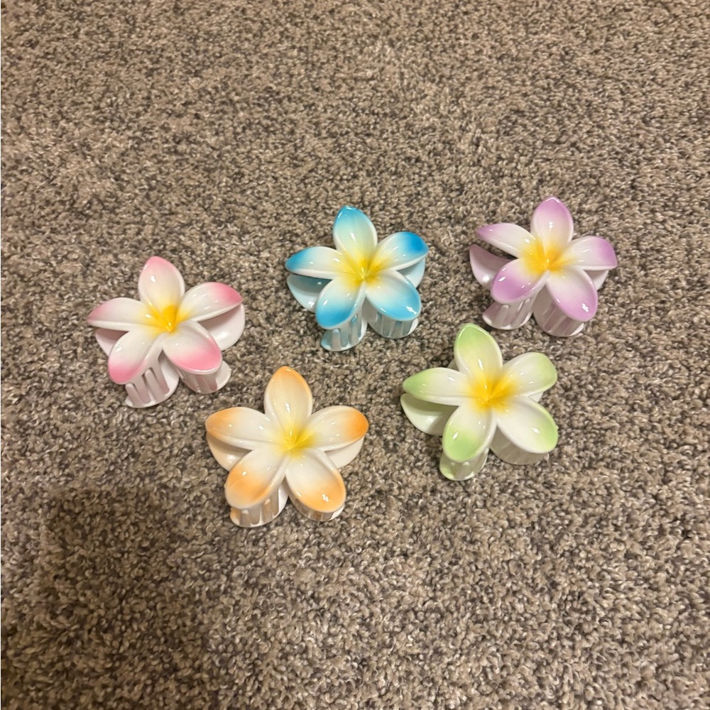 Amazon Floral Hair Clips - Pink, Blue, Purple, Orange, Green